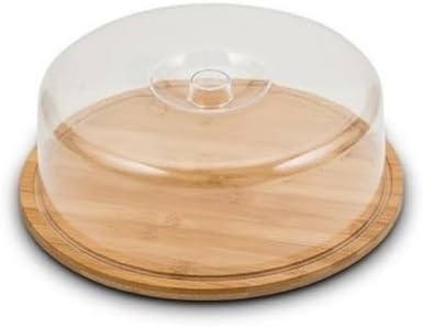 Porta Bolo De Bambu Redondo Com Tampa Em Acrílico Boleira Doceira...