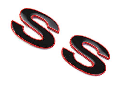 Image of SSDD 2pcs (Pair) SS Fender Emblems Replacement for 96-02 Camaro SLP SS Badge New Reproduction 12369966R (Black /Red)
