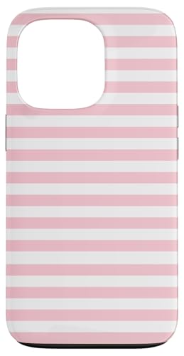 White and Pink Stripes Geometric Horizontal Lines Pattern X}zP[X iPhone 13 Pro p