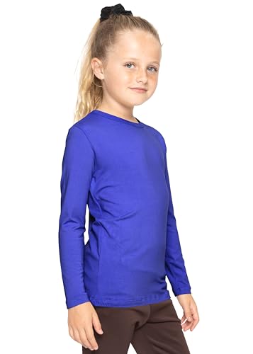 Image of Shirts for Girls Long Sleeve Crew Neck Top, Hoodie or 3 /4 Sleeve Soft Stretch Kids Lightweight Size 2-16