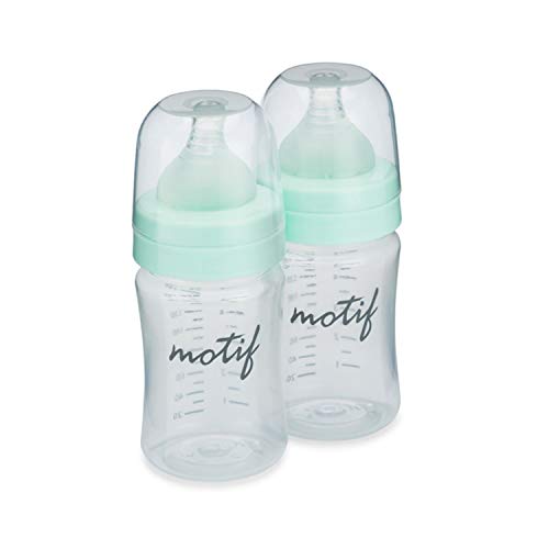 Motif Medical, Breast Milk Storage and Collection Bottles with Sealing Disc, BPA-Free Plastic, Compatible with Motif Medical Luna Breast Pump - Pale Green