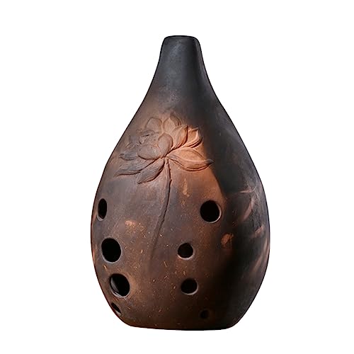 Kisangel Ancient Chinese Xun Flute 10 Holes Ceramic Ocarina Xun Wind Instrument Rich Sound for Performers Random Style