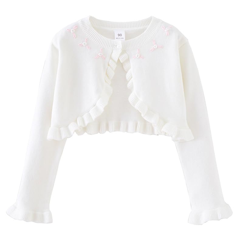Yanmucy Cárdigan Bolero para Niñas Pequeñas Chaqueta de Punto para Niña Manga Larga Suéter de Algodón Niña Pequeños Botón Encubrir para 1-8 Años