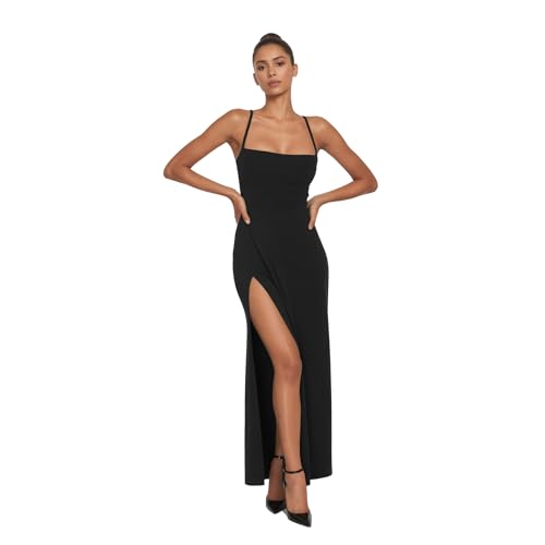 Ulovmi Formal Wedding Guest Dress Women Sexy Bodycon Elegant Maxi Gown for Evening Dinner Prom High Slit Square Neck Backless - Image 4