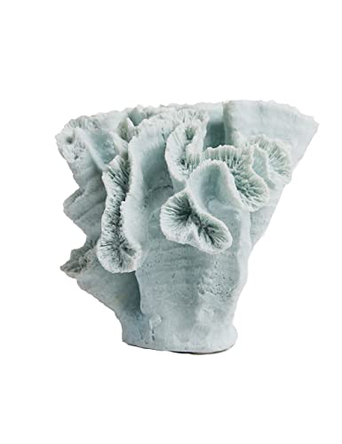 HAUCOZE Ocean Decor Artificial Coral Statue Modern Sculpture Home Gifts Table Centerpiece Crafts Polyresin Blue Arts 7.5inch