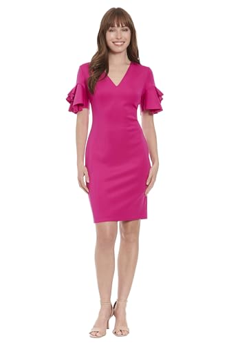 London Times Ruffle Bridal Shower, Wedding Guest, Summer, Beach, Or Vacation, Work Dresses for Women