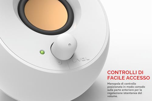 Sistema di altoparlanti desktop moderno Creative Pebble con alimentazione USB 2.0 (Bianco) - Casse per PC - Immagine 4