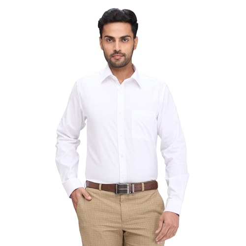 Image of Raymond Men Pure Cotton Slim Fit Structure Pattern Semi Cut Away Collar Formal Shirt