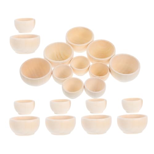 Lurrose 20個 木製の小鉢 未塗装のピンチボウル DIY用の木製ボウル 空白の木