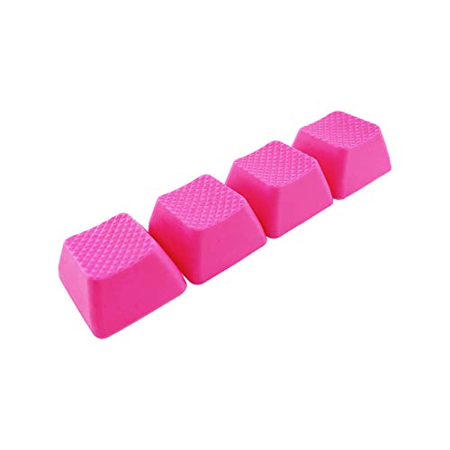 Big Chic Blank TPR Rubber Gaming Keycaps 4 Keys Set 1u for Cherry MX Mechanical Keyboards Compatible OEM (R4, Neon Pink)