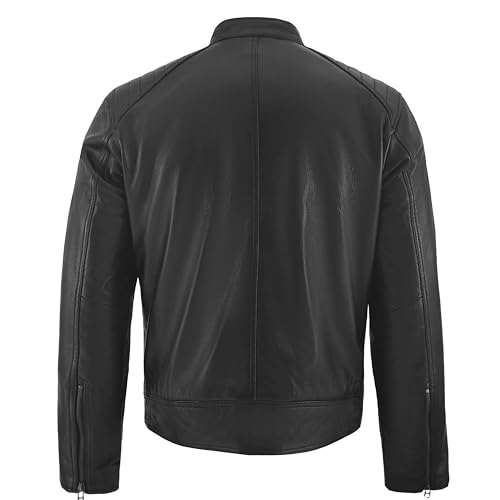 Men's Genuine Lambskin Leather Motorcycle Jacket – Vintage Cafe Racer Style Slim Fit Biker Coat2