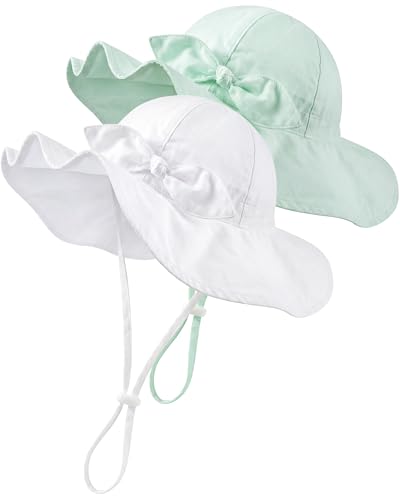 HONGTEYA Baby Sun Hat Cotton Stripe Bow Wide Brim Toddler Beach Bucket Hat - image 1