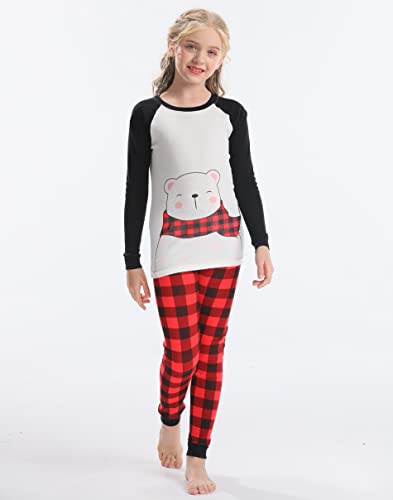 Image of Babyroom Girls Matching Doll&Toddler 4 Piece Cotton Pajamas Toddler Christmas Sleepwear