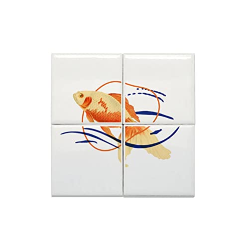 Carreaux Céramique Décoratif Poisson Carpe Koi | Illustration Ancienne 30x30