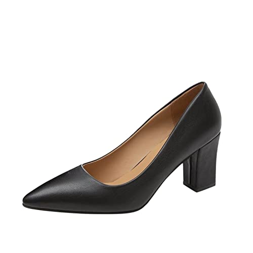 elegante Scarpe Eleganti Donna Sexy Comodi con Tacco Scarpe Tacco Sposa Pianta Larga Cerimonia Tacchi Casual Chiusi Davanti Scarpe Cerimonia Tacco Basso Pelle Decollete