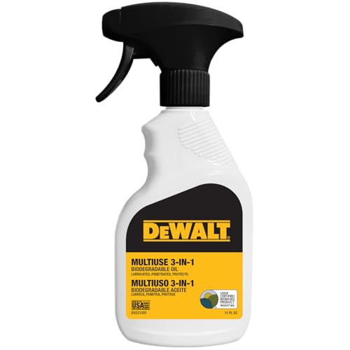 DEWALT 3 in 1 Multi Purpose Biodegradable Penetrating Oil Professional Grade Lubricant for Machines Tools Doors Hinges and Much More  Fast Acting Lubricating Formula 11 oz