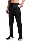 Vlynor Men's Sweatpants Athletic Workout Pants Lightweight Quick Dry Mesh Gym Running Lounge Pants with Pockets (Black, Medium)