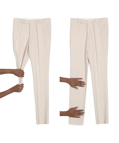 Image of GHPC Stylish Slim Fit Polyester Lycra Stretchable Formal Pant for Men | Mens Fashion Plain Solid Wear Dress Trousers Pants for Office or Party