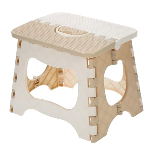 Image of Slim Portable Folding Stool Lightweight Non-Slip Plastic Step Stool with Carry Handle - Foldable, Portable & Space-Saving Design