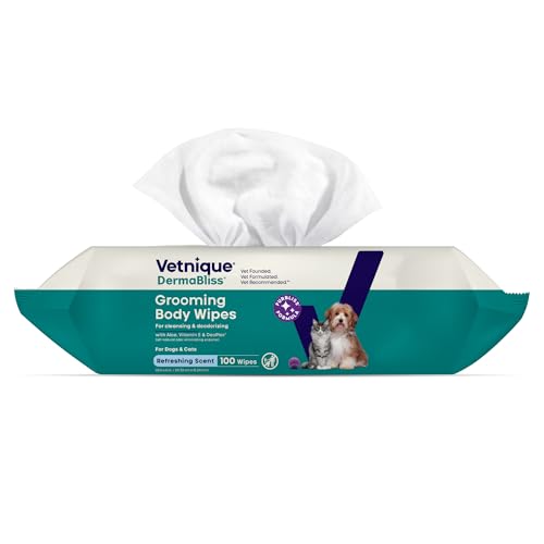 Image of Vetnique Furbliss /Dermabliss Pet Wipes for Dogs & Cats for Grooming, Cleansing & Deodorizing, Thick Dog Wipes for Convenient Dog Cleaning with Natural Deodorizer, 100ct (NEW Refreshing Scent)