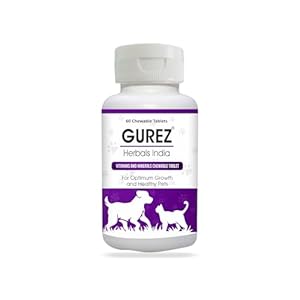 Gurez Vitamins & Minerals Chewable Tablets for Dogs and Cats Supplement with Vitamin D3, B12, Magnesium 60 Tablets, Healthy Digestion, Hip & Joint Health, Suitable for All Pets (Pack of 1_60 Tablets)