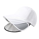 [zifizo] 日よけ帽子 サンバイザー uvカット メンズ レディース つば広 uvカット 二重構造 紫外線対策 メッシュ サイズ調節可 全顔覆う サングラス付き 花粉症対策 日焼け軽減 運動 自転車 キャップ 頭囲 55～60cm (ホワイト)