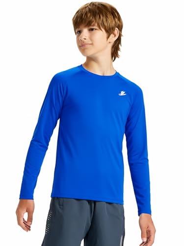Image of DEVOROPA Youth Boys Compression Shirt Long /Short Sleeve Football Baseball Undershirt Quick Dry Kids Sports Baselayer Crewneck