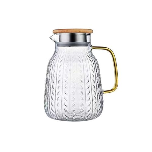 Jarra de Vidrio Jarra de agua 1500 ml, jarra vidrio resistente al calor for bebidas, hervidor potable for el hogar con tapa acero inoxidable Jarra de Té Helado