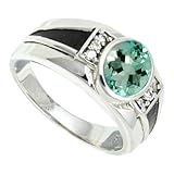SILVERNROCK Aquamarine Lab Grown Ring Solid 925 Sterling Silver Stone Band Ring Handmade For Men Women Jewelry ERG1166AY(US-13)