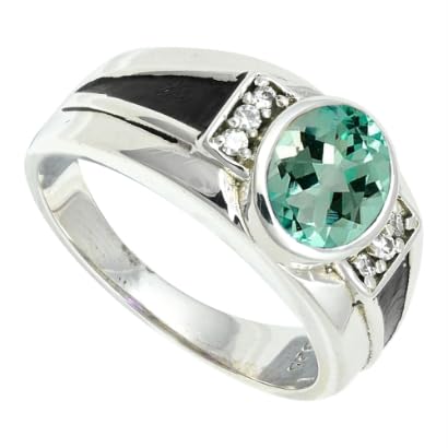 SILVERNROCK Aquamarine Lab Grown Ring Solid 925 Sterling Silver Stone Band Ring Handmade For Men Women Jewelry ERG1166AY(US-13)