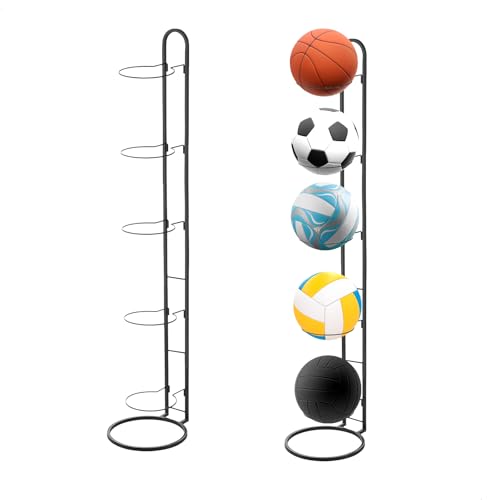 fuxunamz Support ballon foot, 5 balles rangement ballon, verticale porte, support basket, rangement...