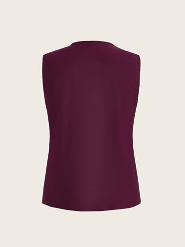 Women's Summer Button Up V Neck Vest Top Elegant Sleeveless Work Office Tops2