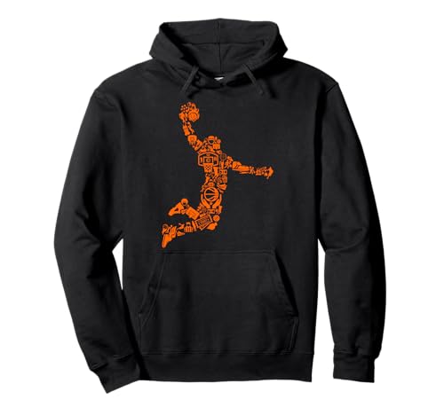 Basketball Dunk Silhouette Filled With Things Felpa con Cappuccio