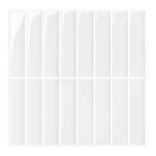 Commomy Vinilo Azulejos Adhesivos Cocina Baño Metro, Blancos 3D Pegatinas Baldosas Adhesivas Paneles Decorativas Pared Peel Stick Tiles(10-Piezas, 30.5 x 30.5cm)