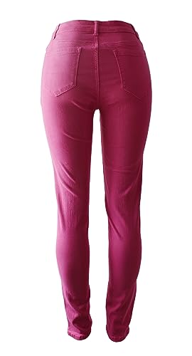 Aodrusa Hot Pink Mom Jeans for Women High Waisted Stretchy Skinny Denim Pants3