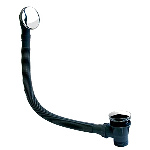 Go Bathrooms Chrome Bath Waste Overflow Bath Drain with Pop Up Bath Plug Click Clack Waste and Overflow Drain Kit