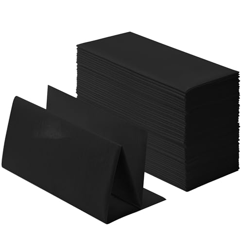 100-Pack Linen-Feel Black Napkins 16x16 Dinner Napkins for Restaurant Party Kitchen Or Event Bookfolded Guest Towel for Bathroom Guestroom Or Vanity.