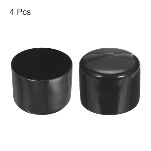 Image of uxcell 4pcs Rubber End Caps 56mm ID Vinyl Round End Cap Cover Screw Thread Protectors Black, 40mm Height