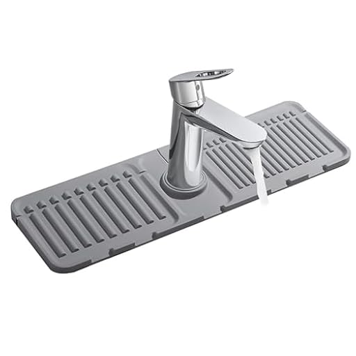 Alfombrilla de silicona para grifo, alfombrilla de goteo de silicona, para grifo, protección contra salpicaduras, para cocina, fregadero de cocina, protector contra salpicaduras (gris, 43 cm) | Ya disponible en tu tienda friki favorita! En mundofriki.es!