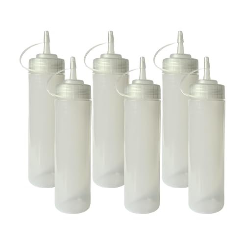 HR Hogar - Botella de Salsas Squeeze, 6 unds 250 mL - Hecho en España - Botellas Exprimibles Reutilizables y Reciclables - Sin BPA, Tapón Antifugas, Dispensador de Salsas y Condimentos (Transparente) HR Hogar - Botella de Salsas Squeeze, 6 unds 250 mL - Hecho en España - Botellas Exprimibles Reutilizables y Reciclables - Sin BPA, Tapón Antifugas, Dispensador de Salsas y Condimentos (Transparente)