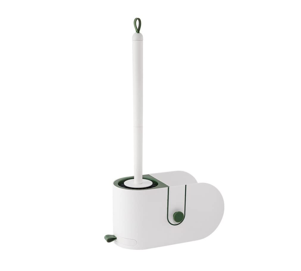 Escobillero Escobilla de Baño Escobilla WC Escobilla De Inodoro Con Soporte, Cabezal De Cepillo De Silicona TPR Suave, Limpiador De Inodoro Montado En La Pared, Caja De Almacenamiento, Accesorios De B
