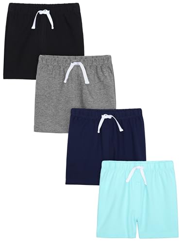 Resinta 4 Pack Baby Boys' Cotton Shorts Baby Casual Shorts Soft Toddler Baby Boys' Pull-On Shorts