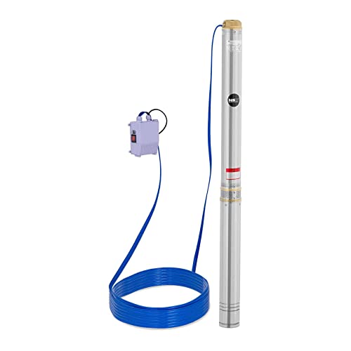 MSW Brunnenpumpe 95 mm / 3,75'' - 10 800 l/h - 2200 W - 50 m Kabel / 91 m Förderhöhe - Edelstahl, Tiefbrunnenpumpe Tauchpumpe Rohrpumpe