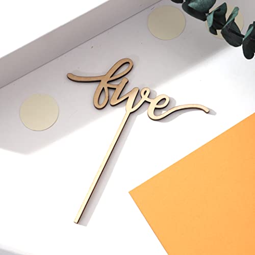 Wood Cake Toppers Five Year Sign - Birthday Cake Topper Decorations, Rustic Wood, Smash Cake Topper, Birthday Cake For Photo Booth Props, Cake Decorating Supplies, Five Anniversary #TOP2