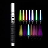 Dellstoo Lichtschwert, Farbwechselndes Metallgriff-Duell-Lichtschwert, Wiederaufladbares, Lichtemittierendes Kinderspielzeuggeschenk, Grey