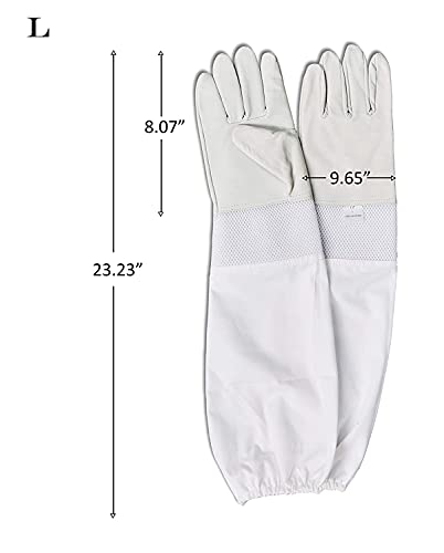 Imkerei Versorgung Ziegenleder Imkerhandschuhe mit Entlüftung lange Segeltuch Ärmel & elastische Manschette L – Bild 3