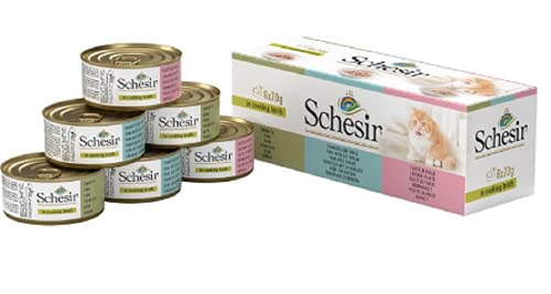 Schesir - Mixpack 12 x 70g in Brühe (3 Sorten)│ Katzenfutter nass Dose Cover