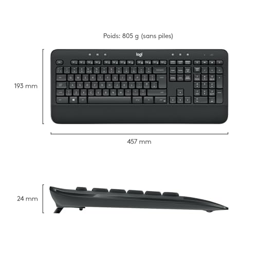 Logitech Ensemble clavier et souris sans fil MK545 ADVANCED, disposition QWERTY US International - Noir