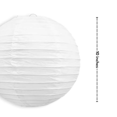 Image of Wanna Party 10 inch White Round Paper Lanterns Decorative Hanging Chinese Japanese Paper Lanterns Lamp for Birthday Halloween Wedding Baby Bridal Shower Fall Home Decor Party Decoration