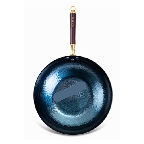 Wok de hierro macizo sin recubrimiento, mango de madera, 2mm miniatura 6